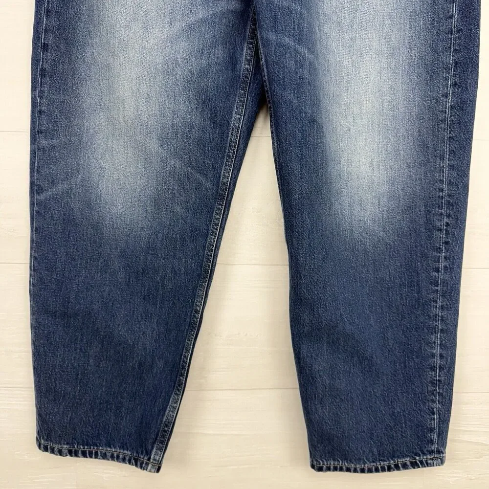 Banana Republic High Rise Rigid Bow Jeans 31 Blue‎ Horseshoe Barrel Leg NO BELT - Picture 5 of 16